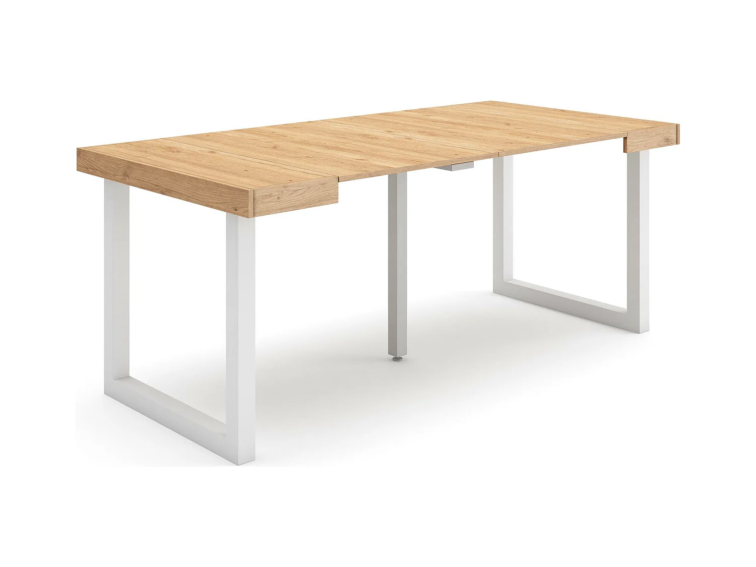 Table console extensible, 180x90x73cm, Pour 8 personnes, Pieds bois massif, Chêne