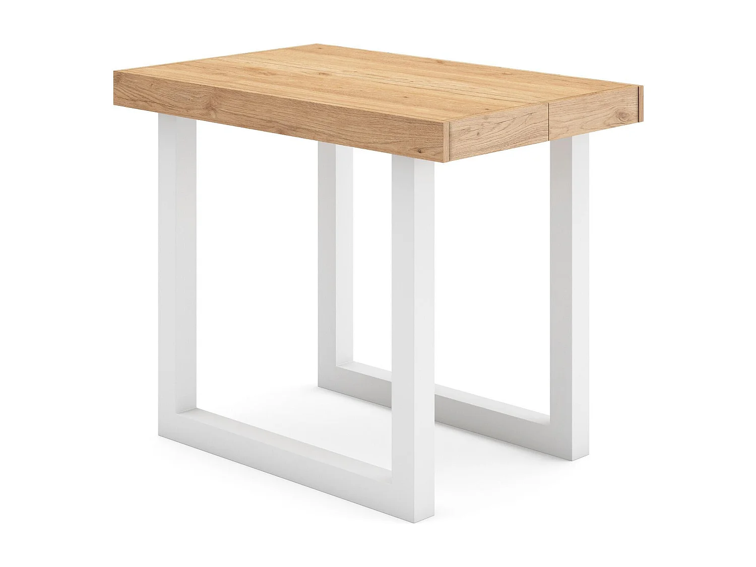Table console extensible, 180x90x73cm, Pour 8 personnes, Pieds bois massif, Chêne