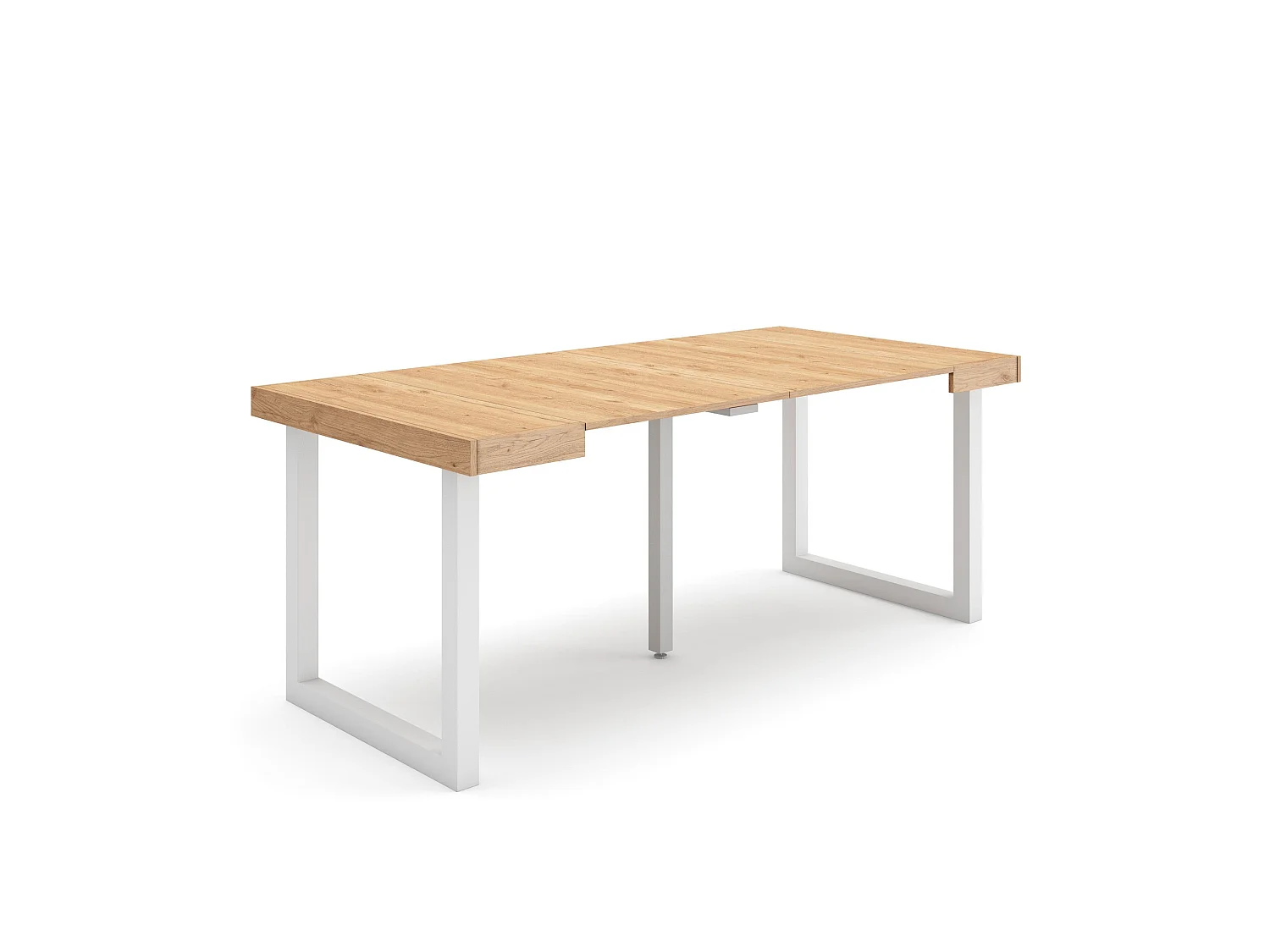 Uitschuifbare Consoletafel, 180x90x73cm, Voor 8 personen, Massief houten poten, Eiken