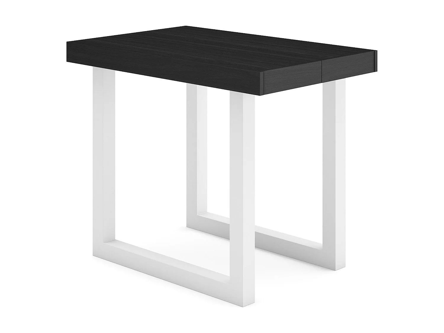 Mesa Consola Extensível, 180x90x73cm, Para 8 pessoas, Pés de madeira, Branco e preto