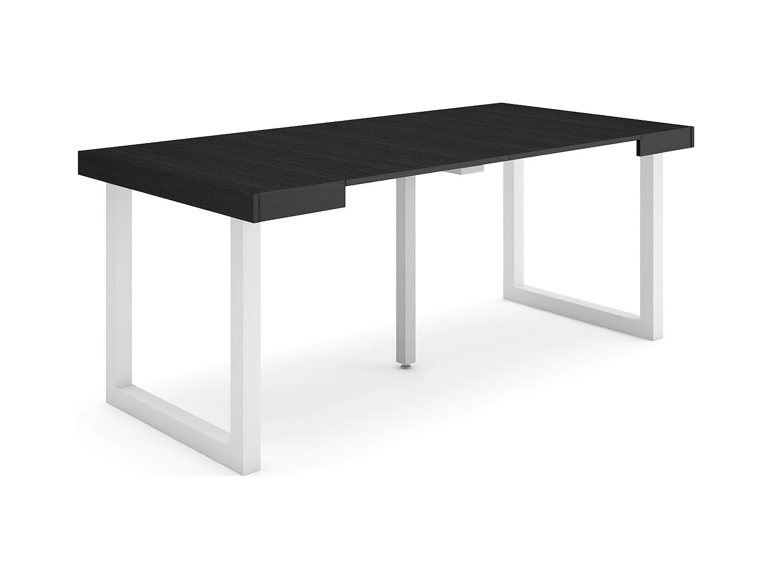 Table console extensible, 180x90x73cm, Pour 8 personnes, Pieds bois massif, Noir