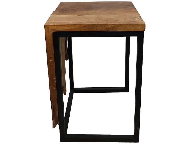 Petite table à fleurs - Bois de teck/fer 35*35*50cm