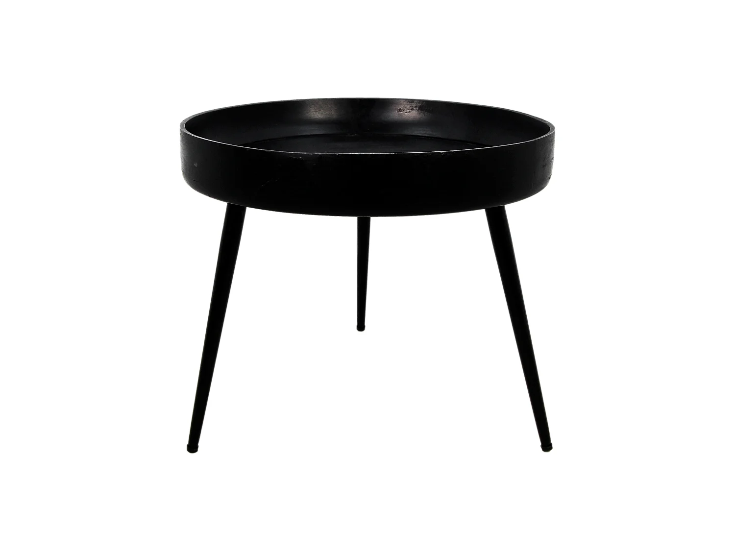 Ventura - Table d'appoint - bois de manguier et fer - noir - Ø : 50 cm - h&nbsp;: 42 cm