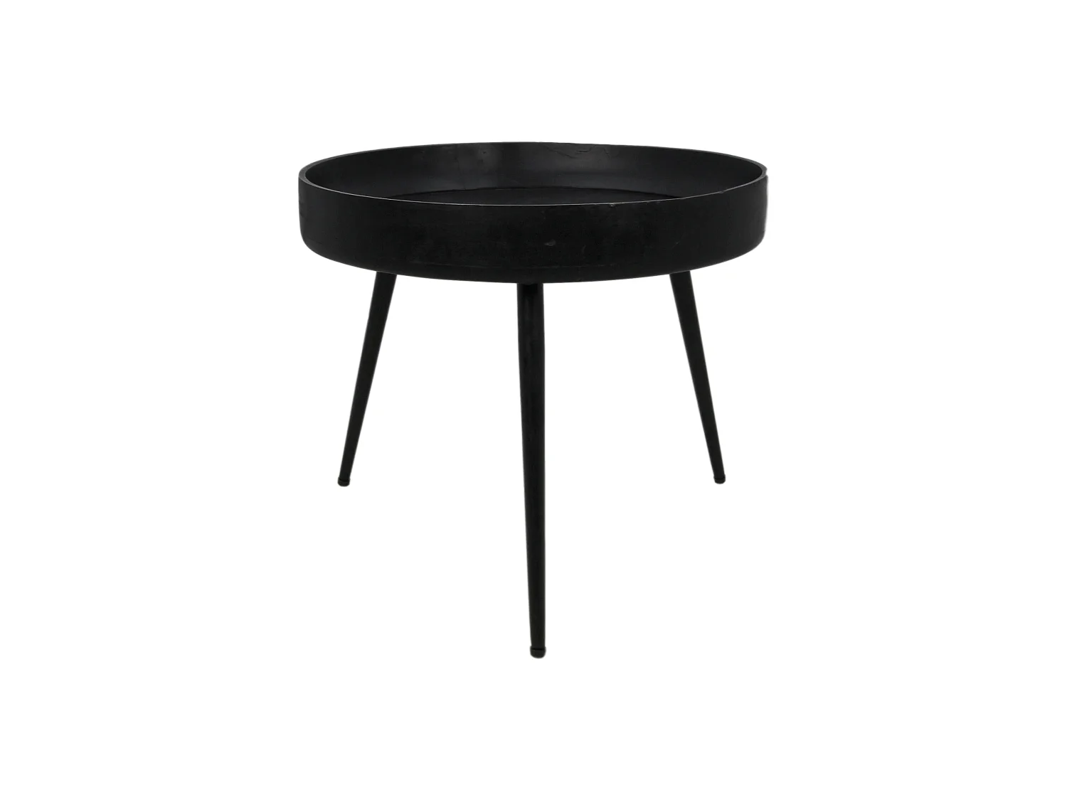 Ventura - Table d'appoint - bois de manguier et fer - noir - Ø : 50 cm - h&nbsp;: 42 cm
