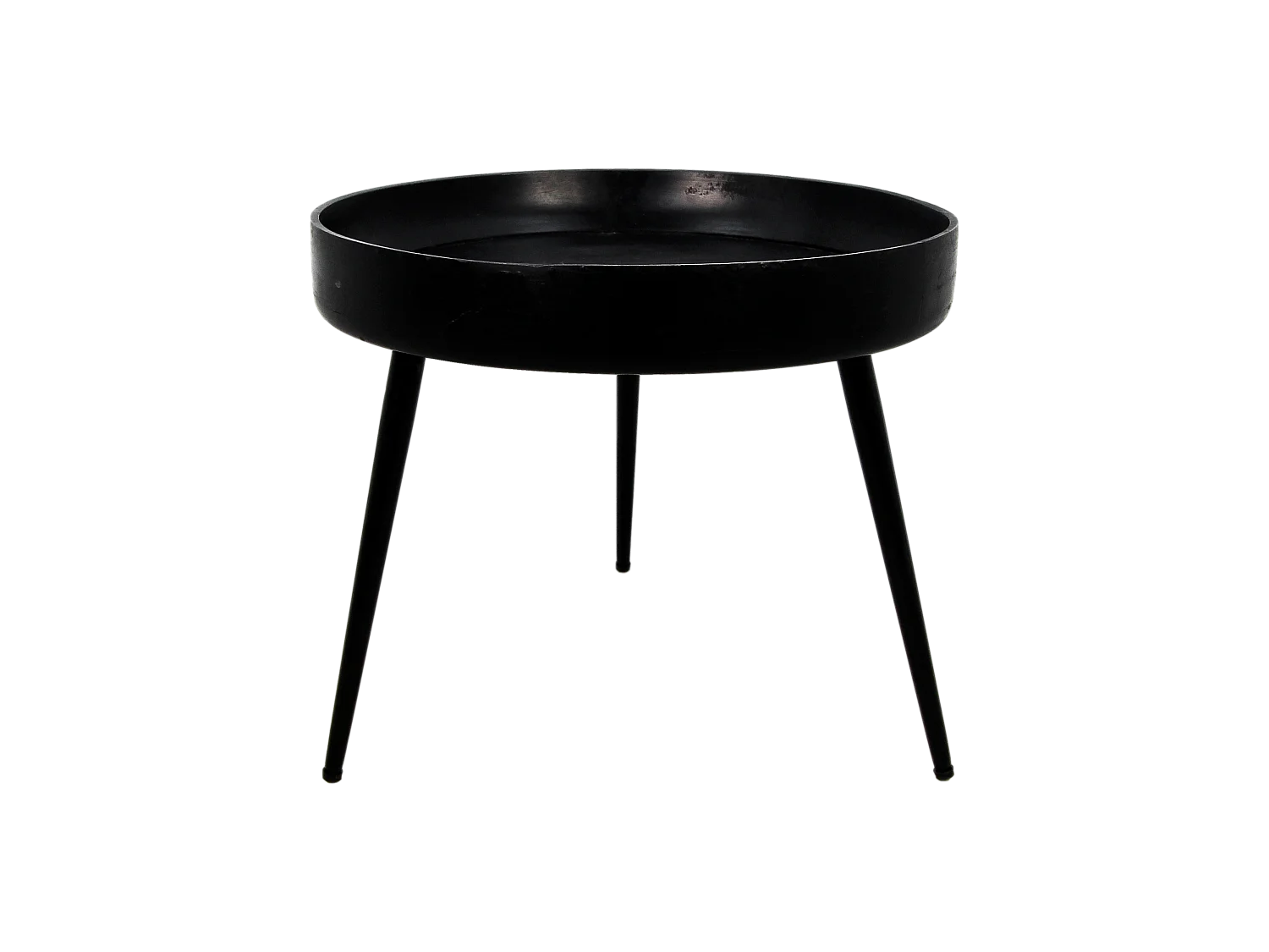 Ventura - Table d'appoint - bois de manguier et fer - noir - Ø : 50 cm - h&nbsp;: 42 cm