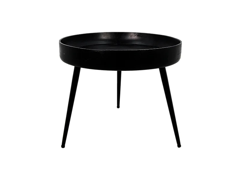 Ventura - Table d'appoint - bois de manguier et fer - noir - Ø : 50 cm - h&nbsp;: 42 cm