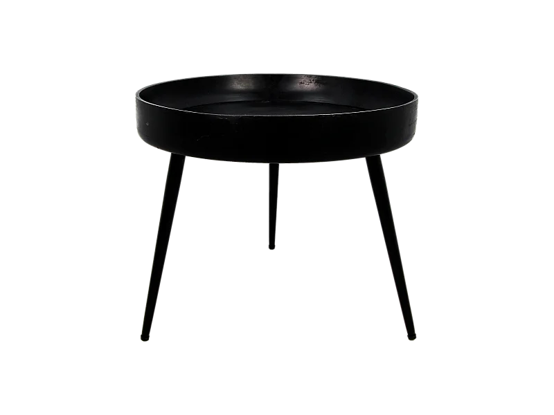 Ventura - Table d'appoint - bois de manguier et fer - noir - Ø : 50 cm - h&nbsp;: 42 cm