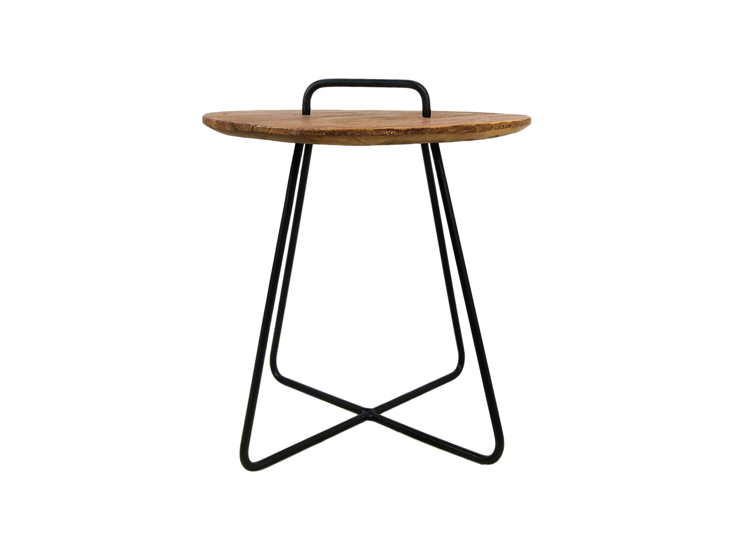Table d'appoint Madison - teck-fer - Naturel-noir - 45x45x50