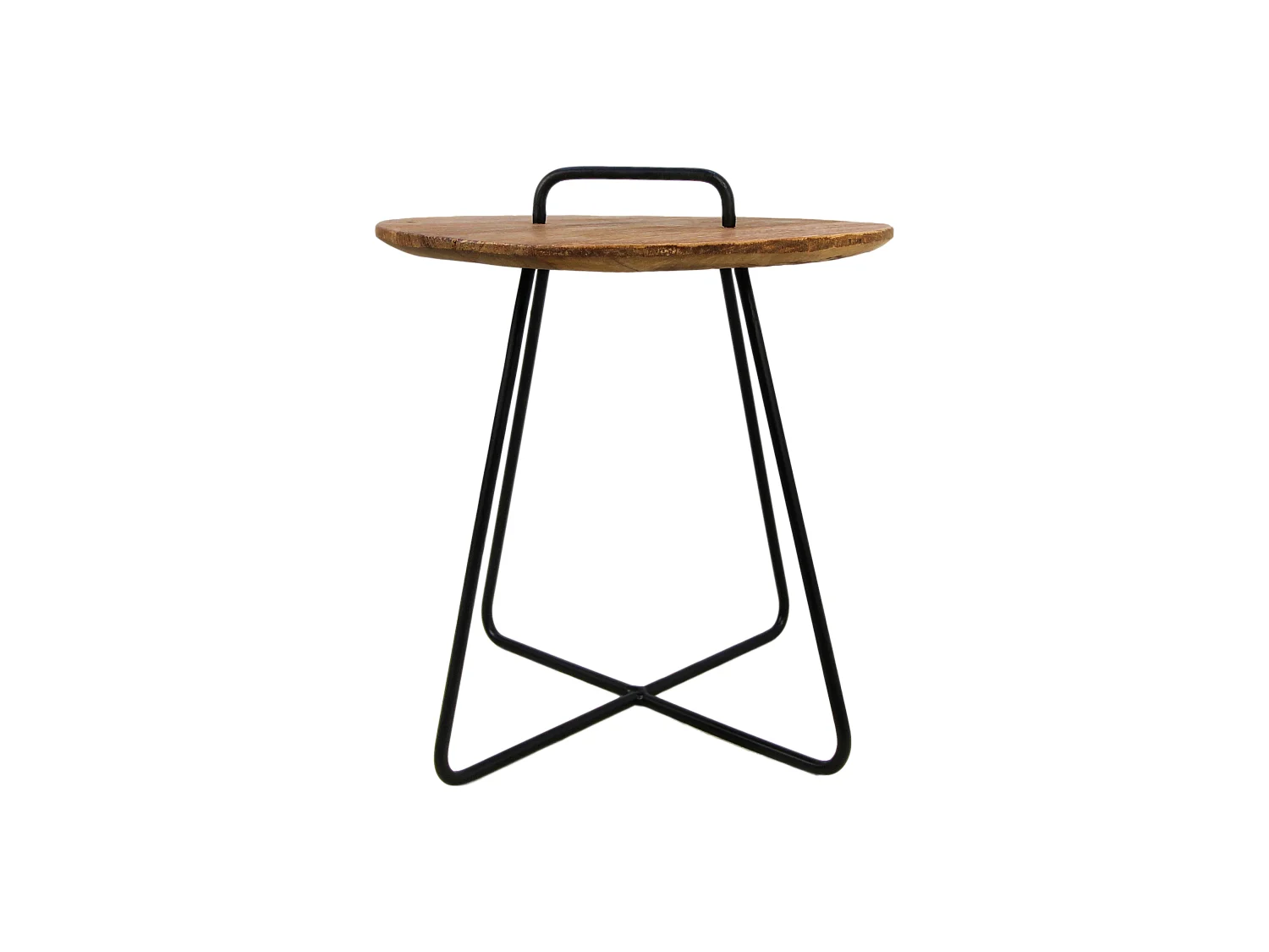 Table d'appoint Madison - teck-fer - Naturel-noir - 45x45x50