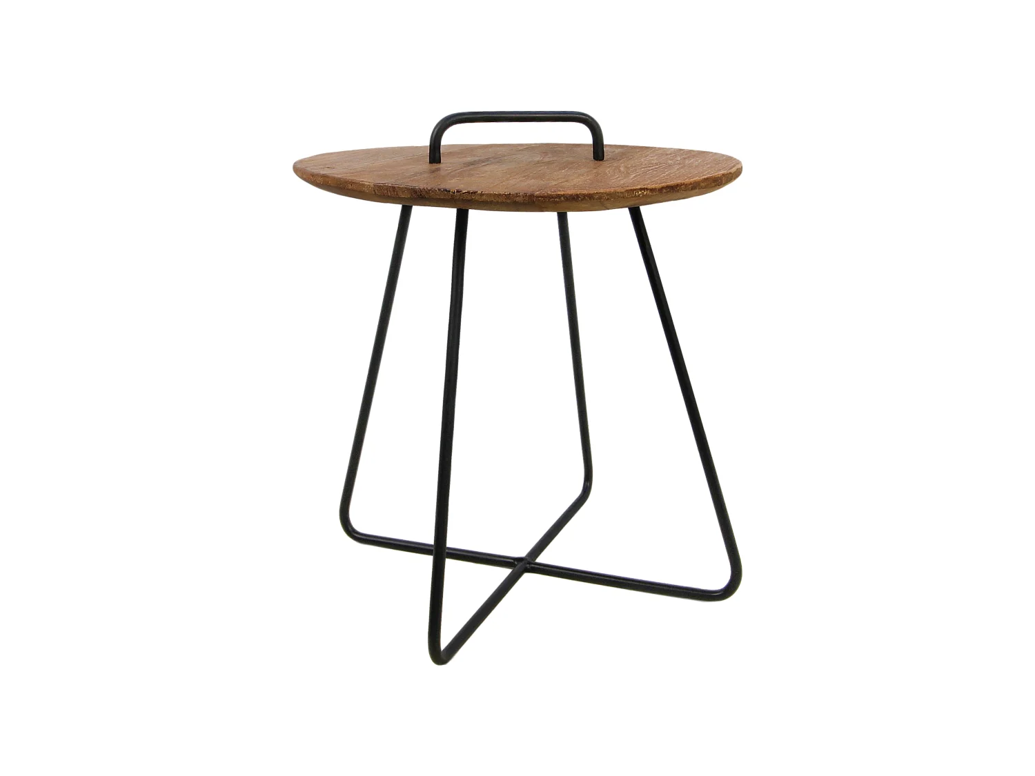 Table d'appoint Madison - teck-fer - Naturel-noir - 45x45x50