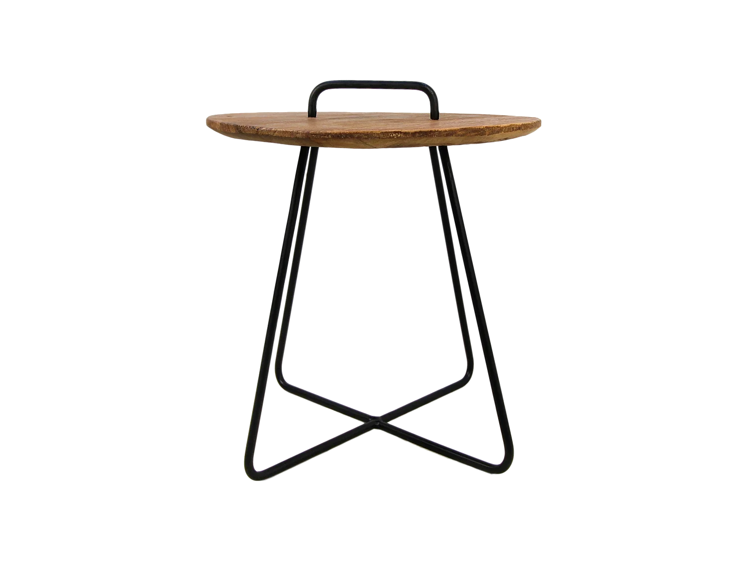 Table d'appoint Madison - teck-fer - Naturel-noir - 45x45x50