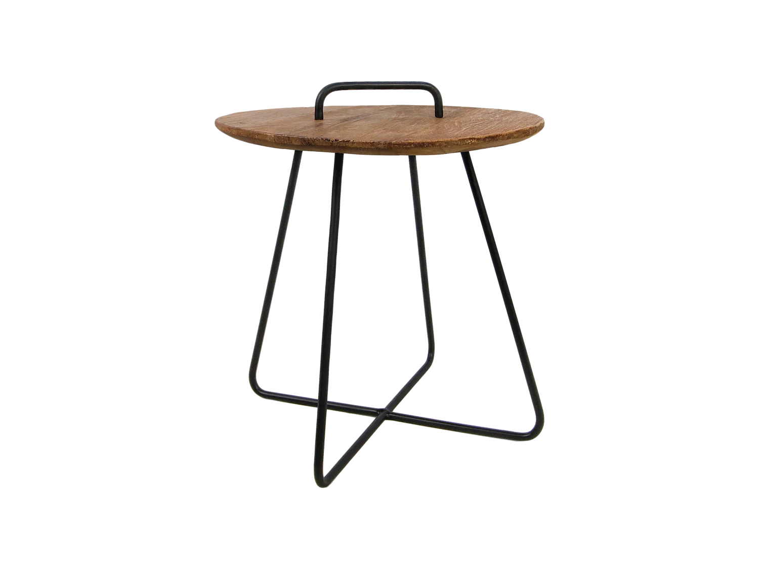 Table d'appoint Madison - teck-fer - Naturel-noir - 45x45x50
