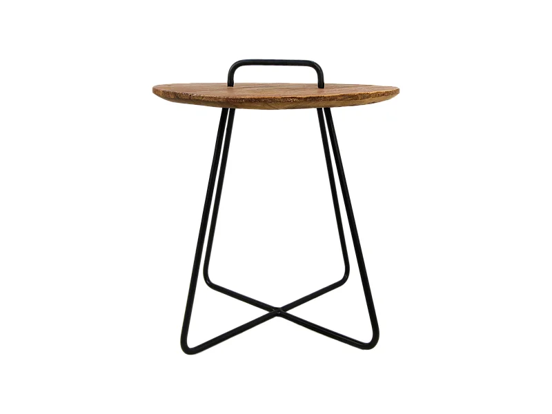 Table d'appoint Madison - teck-fer - Naturel-noir - 45x45x50