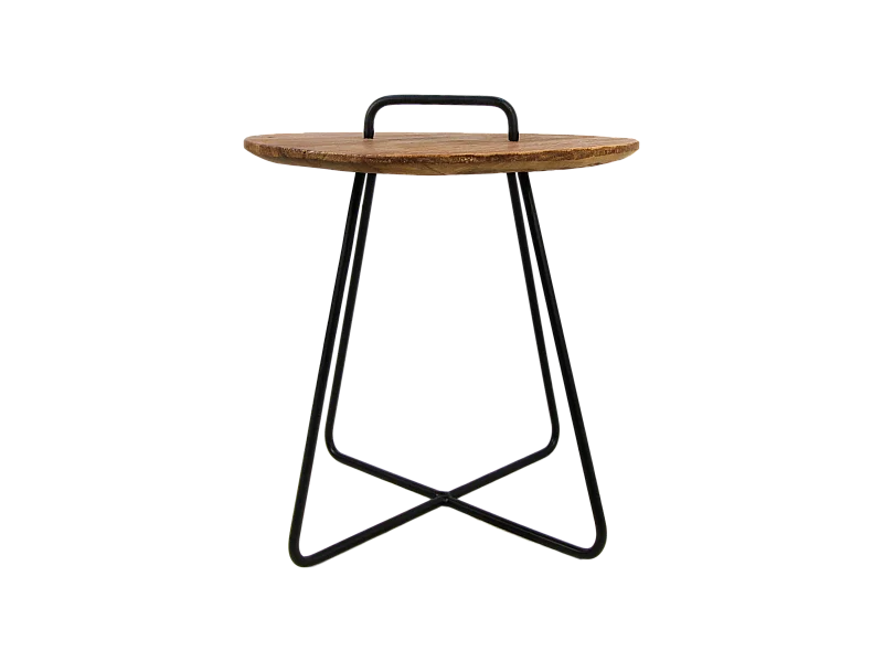 Table d'appoint Madison - teck-fer - Naturel-noir - 45x45x50