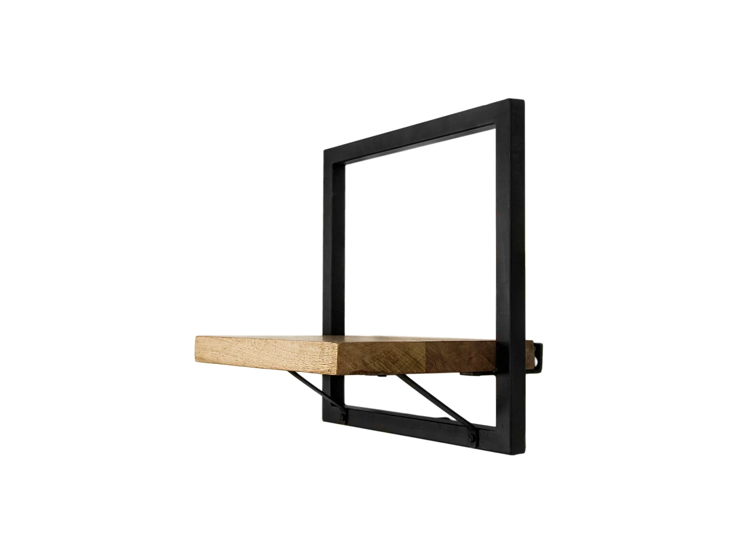 Levels - Étagère murale - bois de manguier et fer - coloris naturel - 32 x 22 x 32 cm