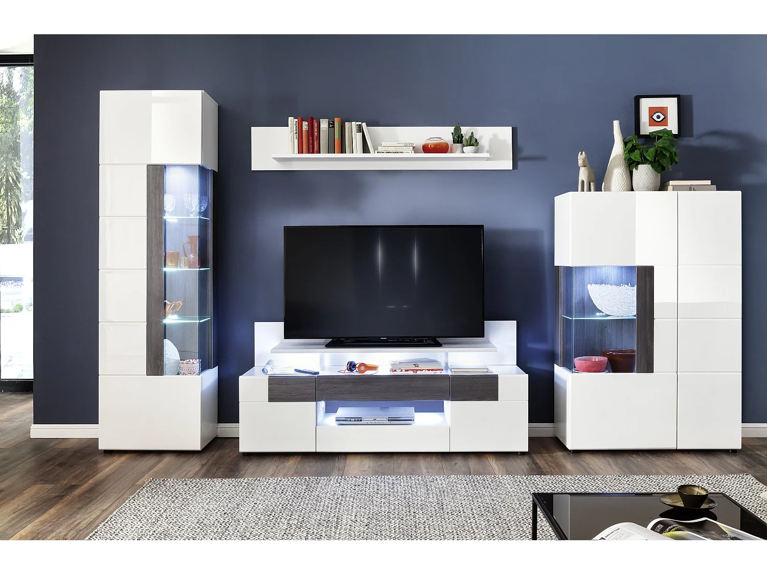 Étagère murale blanc brillant Tako 153cm