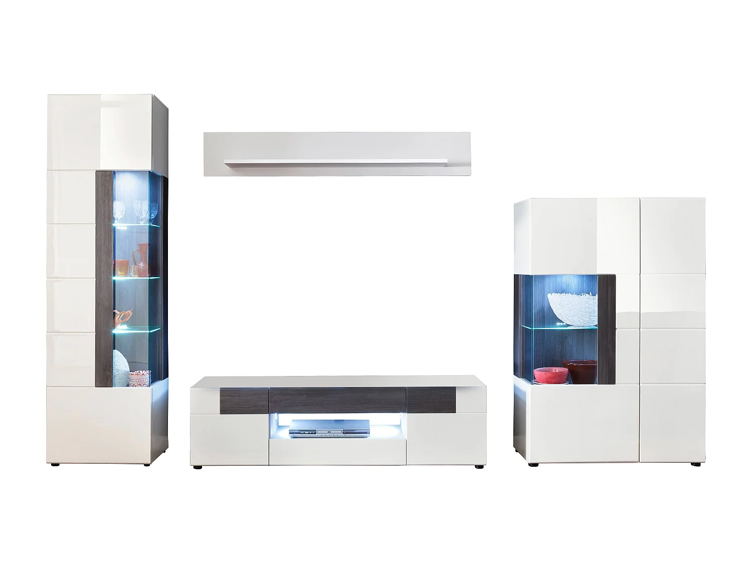 Étagère murale blanc brillant Tako 153cm