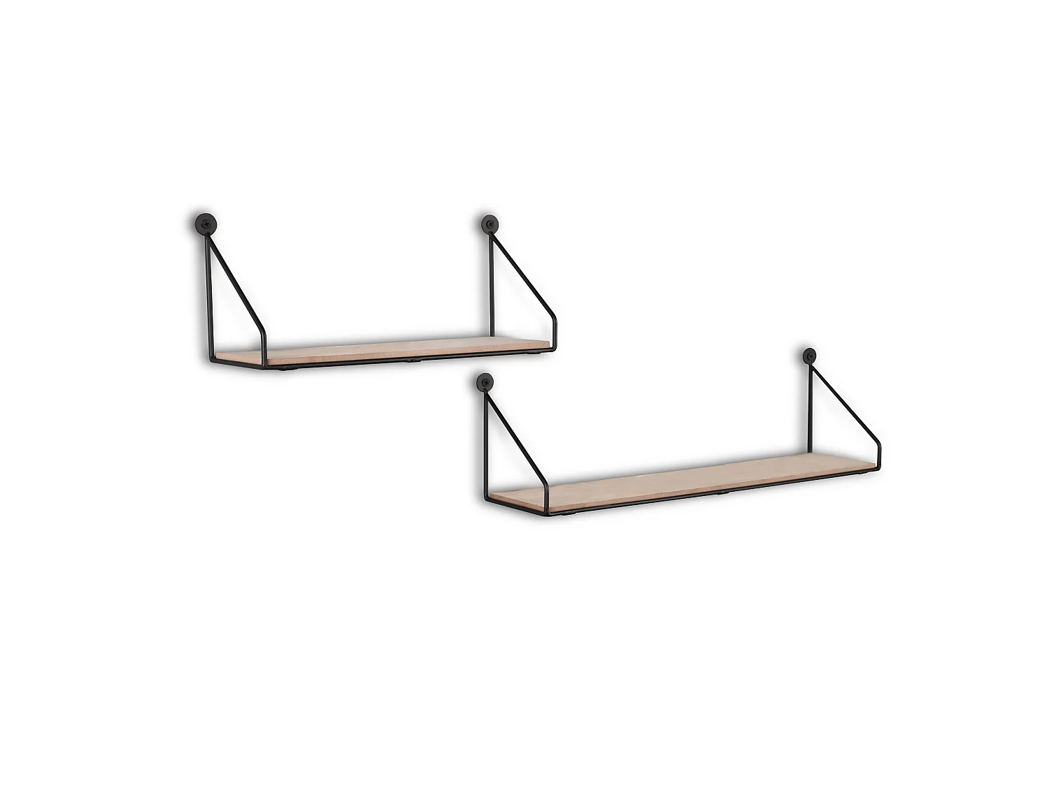 Dana - Set de 2 étagères murales - Naturel/Noir - 30x10x13cm et 45x10x13cm