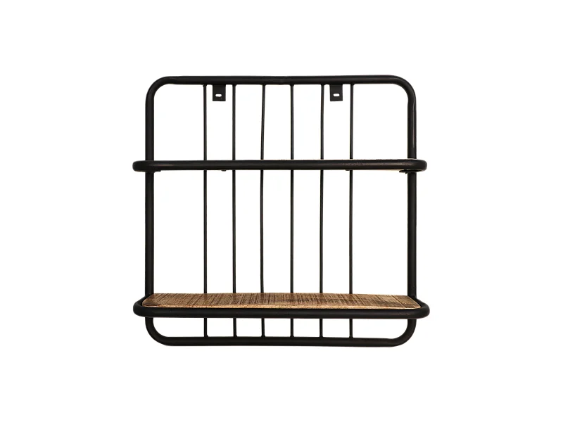 Étagère murale 2 tablettes - Bois de manguier/fer 50*12*50
