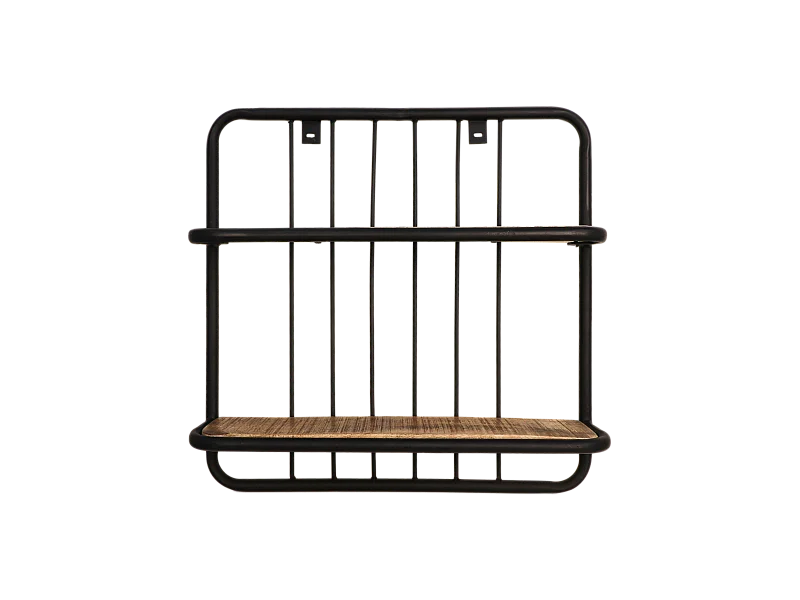 Étagère murale 2 tablettes - Bois de manguier/fer 50*12*50