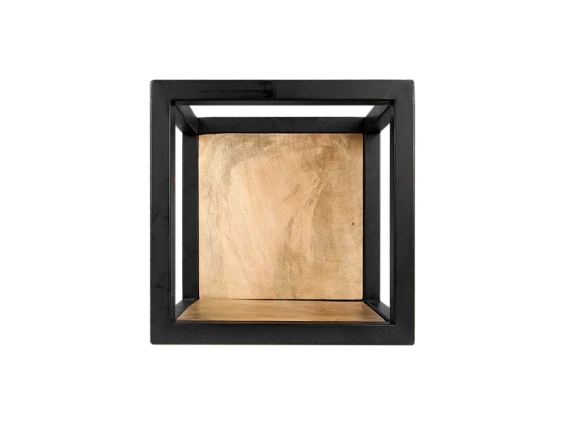 Boîte murale Niveaux - 25x25 cm - bois de manguier-fer forgé