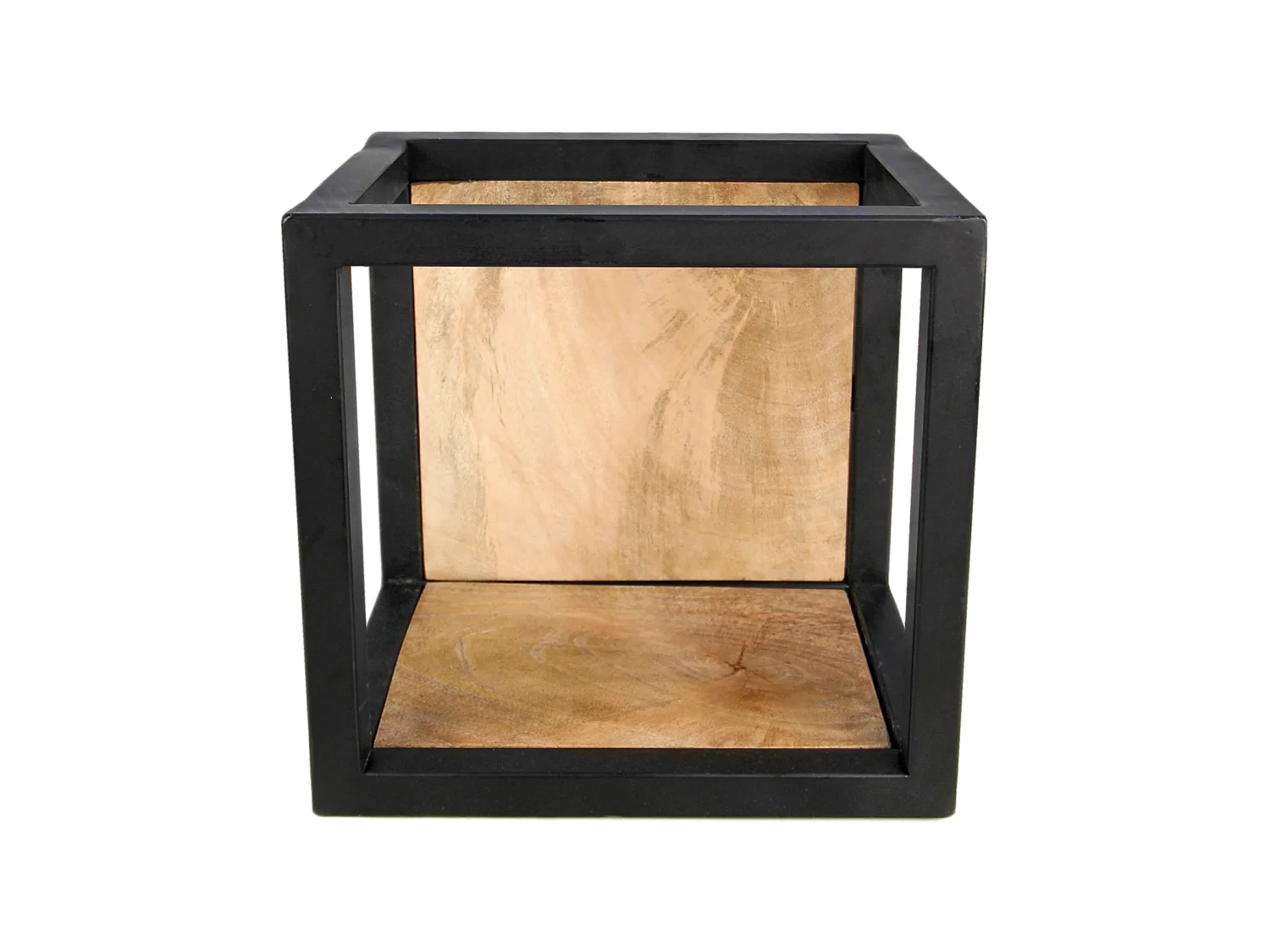 Boîte murale Niveaux - 25x25 cm - bois de manguier-fer forgé