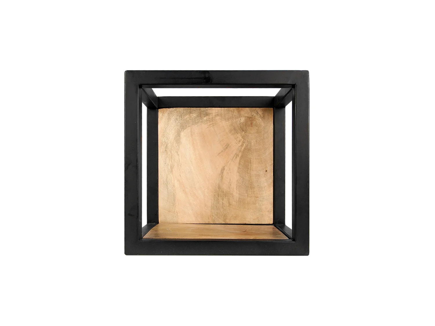Boîte murale Niveaux - 25x25 cm - bois de manguier-fer forgé