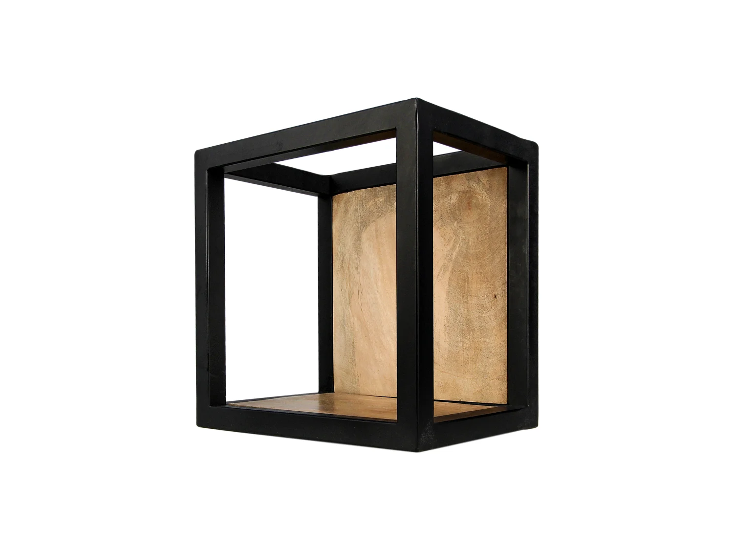 Boîte murale Niveaux - 25x25 cm - bois de manguier-fer forgé