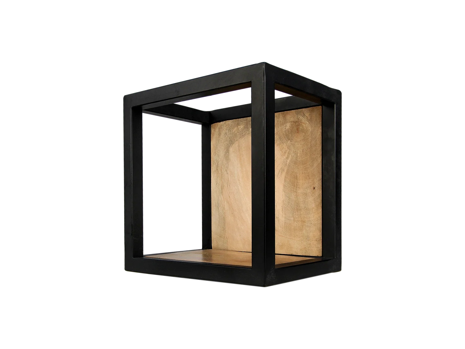 Boîte murale Niveaux - 25x25 cm - bois de manguier-fer forgé