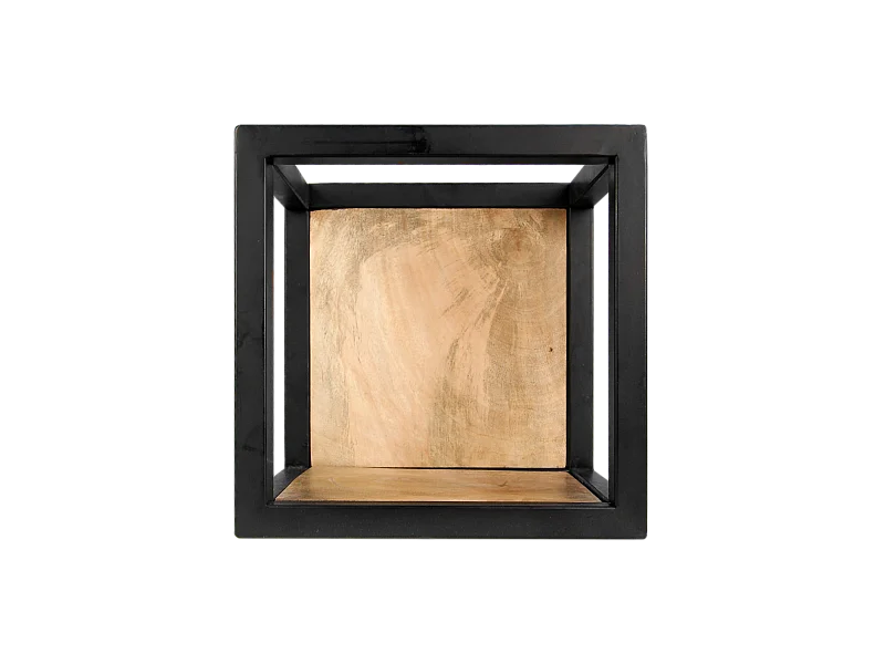 Boîte murale Niveaux - 25x25 cm - bois de manguier-fer forgé