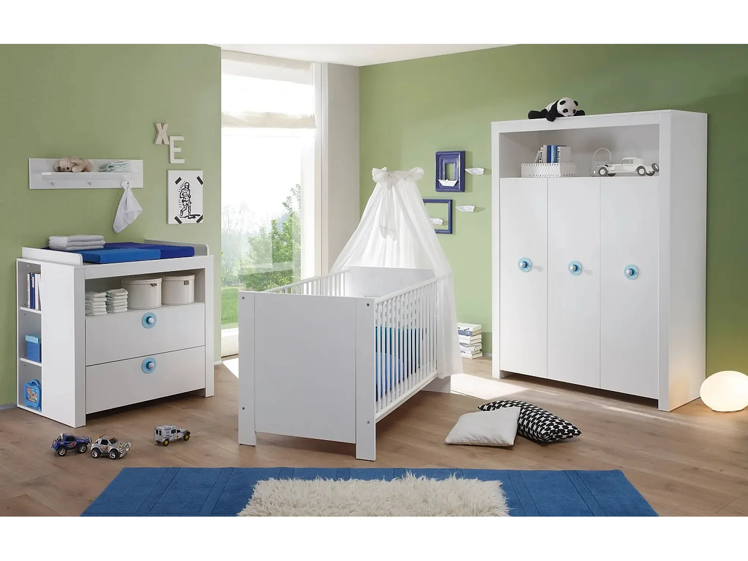 Commode bébé 2 tiroirs avec plan à langer mélaminé blanc Kenan