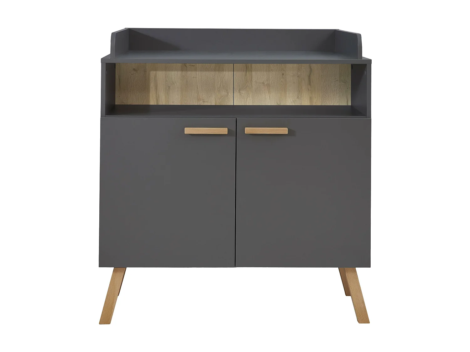 Meuble Bébé-Enfant - Commode avec plan à langer - Mélaminé - Gris - 96 - 103 - 77 cm