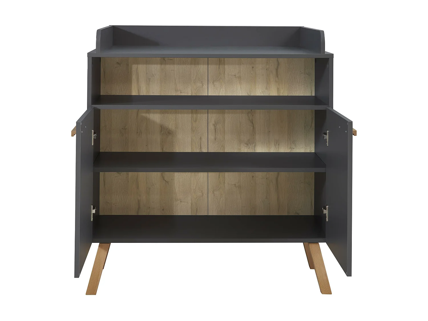 Meuble Bébé-Enfant - Commode avec plan à langer - Mélaminé - Gris - 96 - 103 - 77 cm