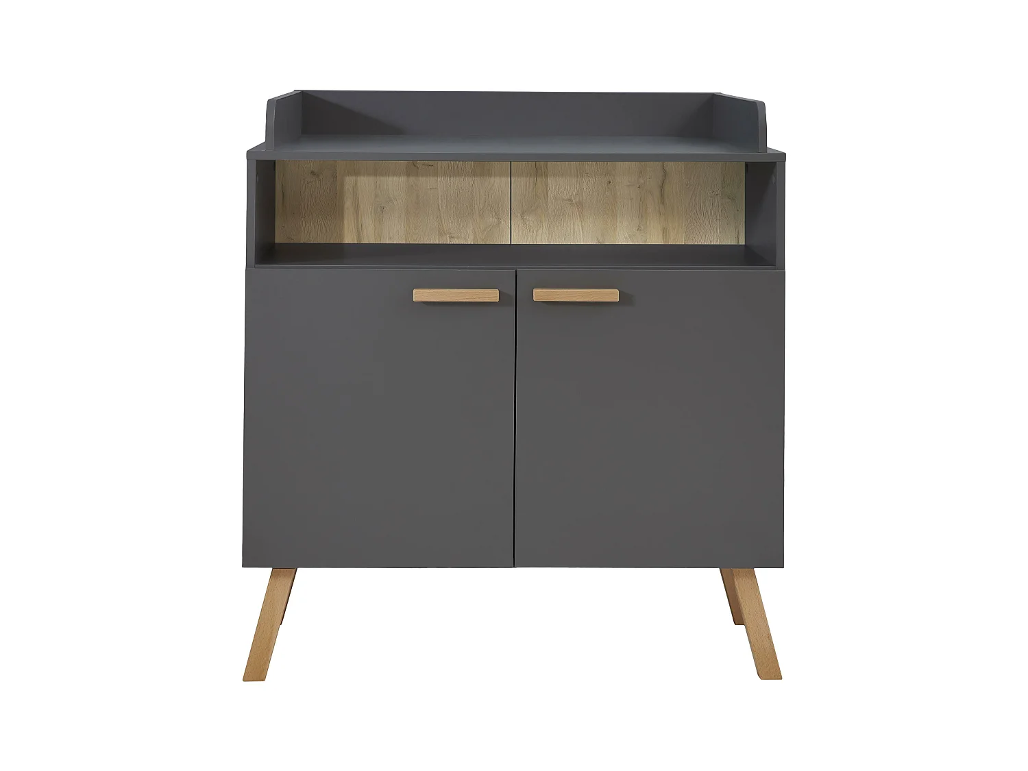 Meuble Bébé-Enfant - Commode avec plan à langer - Mélaminé - Gris - 96 - 103 - 77 cm