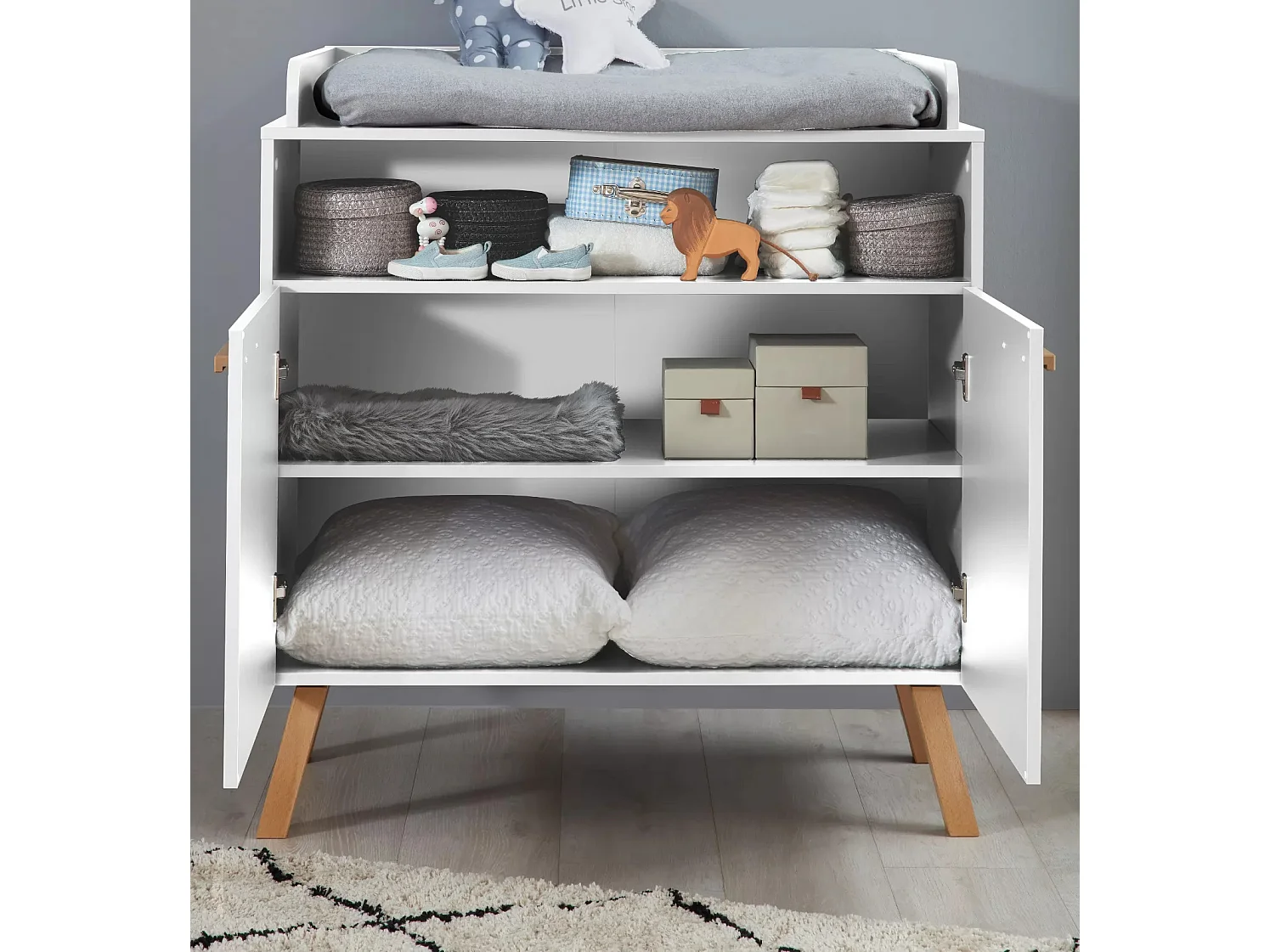 Commode à langer 2 portes mélaminé blanc Mathys