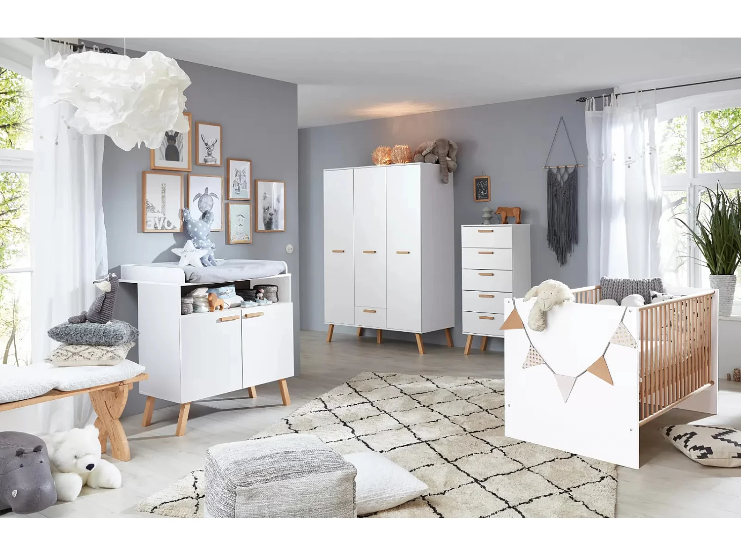 Commode à langer 2 portes mélaminé blanc Mathys