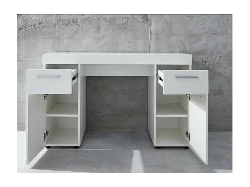 Ellia wit gelakt bureau met 2 deuren en 2 lades