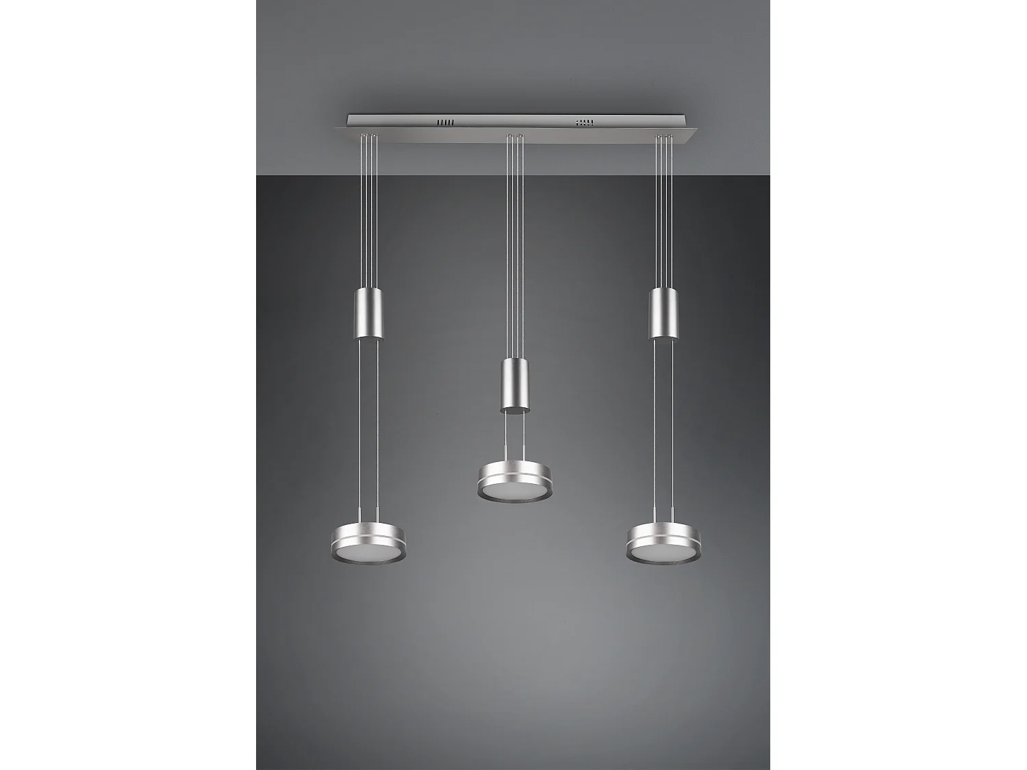 Franklin - Suspension d'intérieur 3 LED - Coloris Nickel mat - Hauteur max 1500 mm - Largeur 850 mm