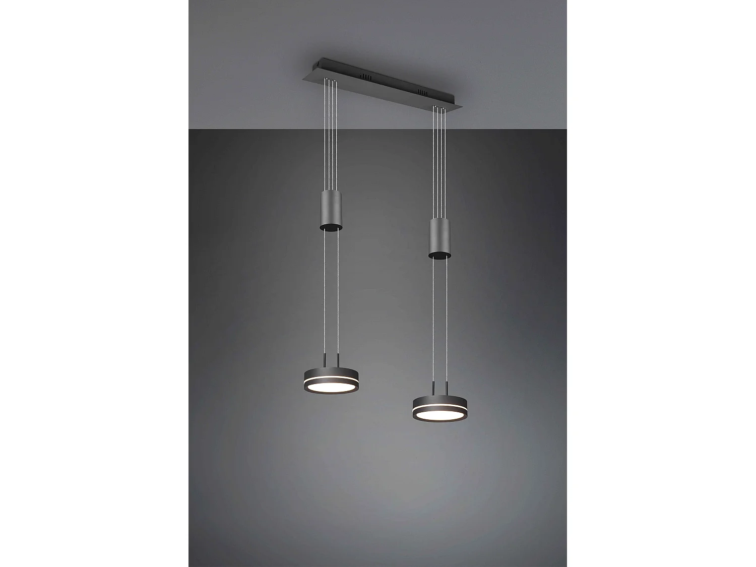 Franklin - Suspension d'intérieur 2 LED - Coloris Anthracite - Hauteur max 1500 mm - Largeur 550 mm