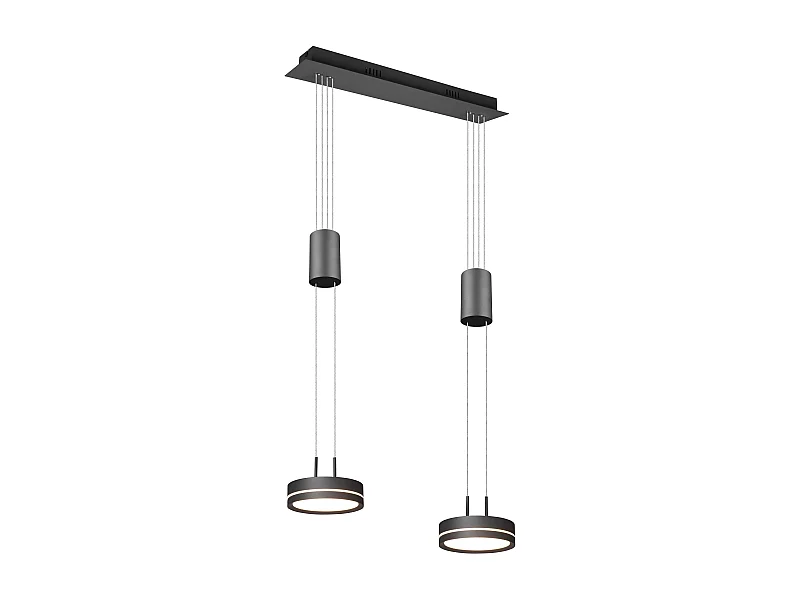 Franklin - Suspension d'intérieur 2 LED - Coloris Anthracite - Hauteur max 1500 mm - Largeur 550 mm