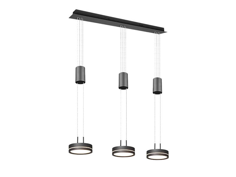Lampada a sospensione LED 3 luci, alluminio, antracite, 85x150x14 cm, Franklin