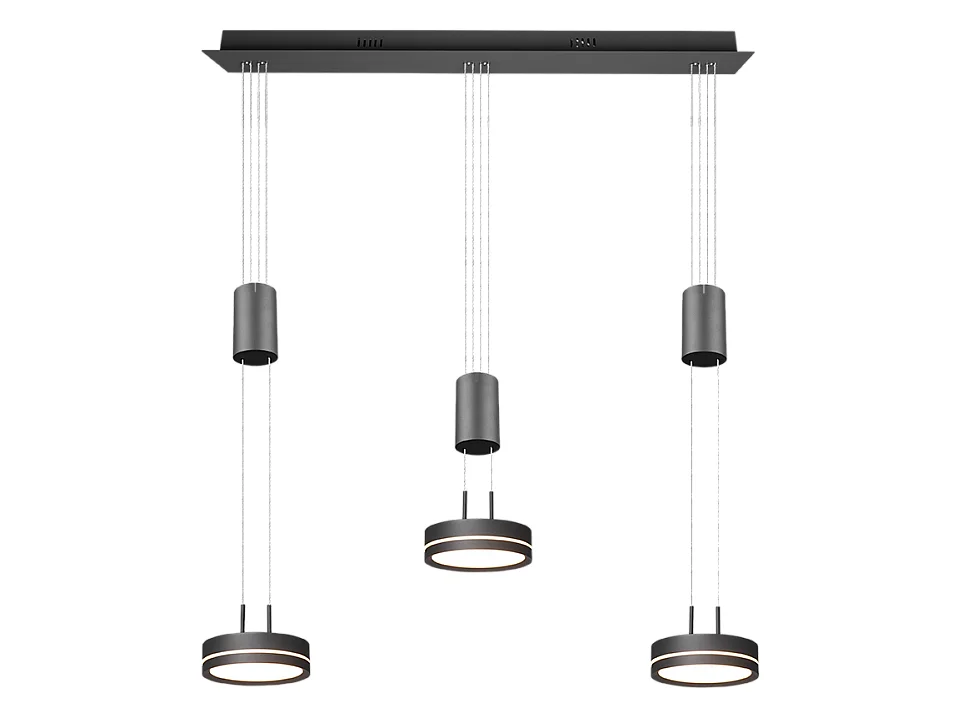 Lampada a sospensione LED 3 luci, alluminio, antracite, 85x150x14 cm, Franklin