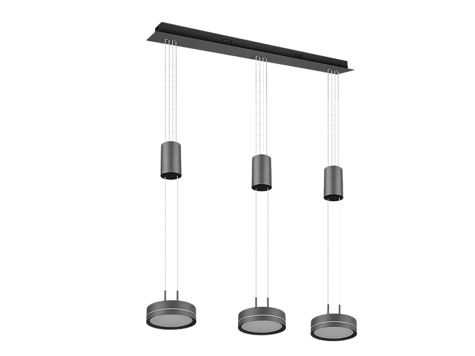 Lampada a sospensione LED 3 luci, alluminio, antracite, 85x150x14 cm, Franklin