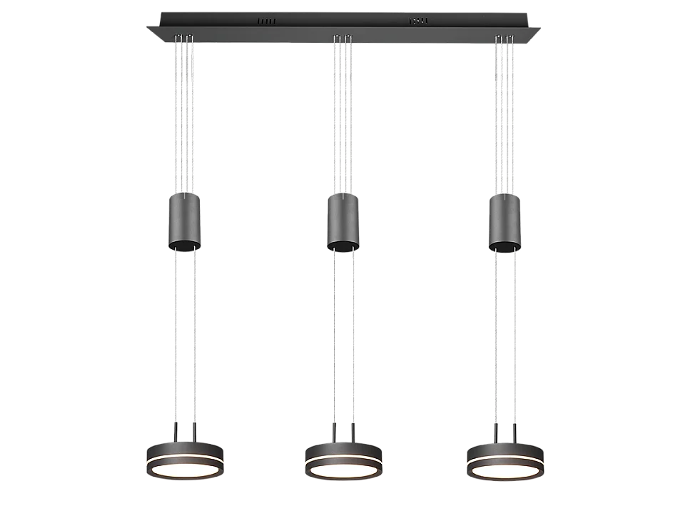 Lampada a sospensione LED 3 luci, alluminio, antracite, 85x150x14 cm, Franklin
