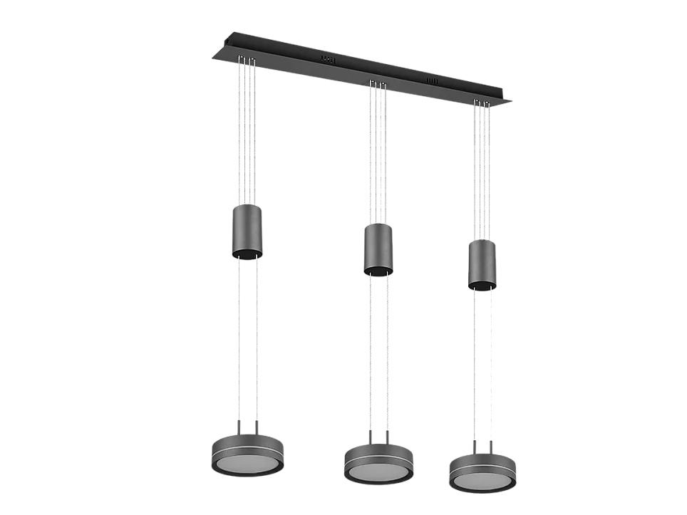 Lampada a sospensione LED 3 luci, alluminio, antracite, 85x150x14 cm, Franklin