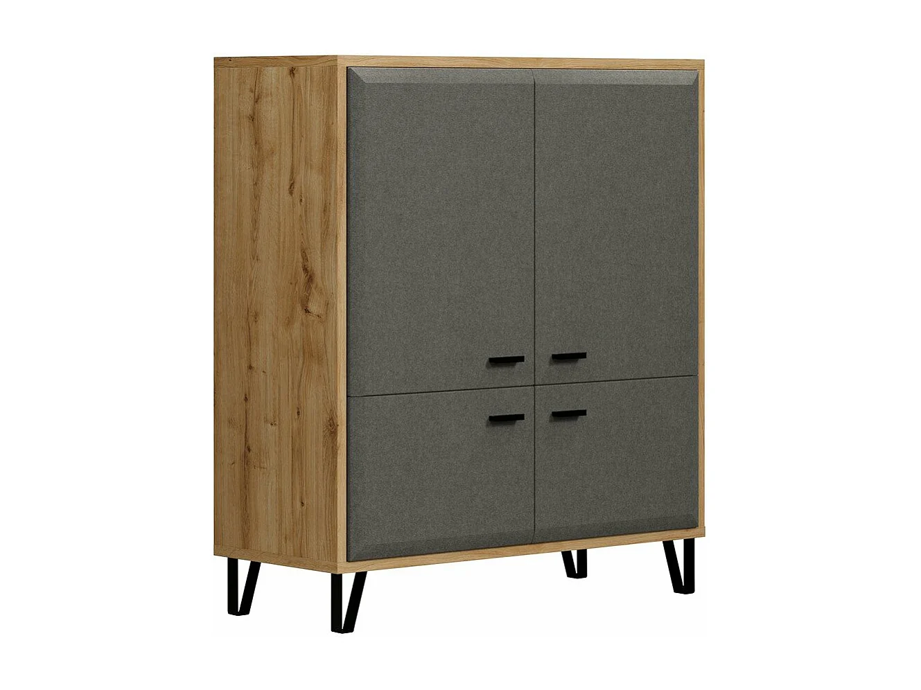 Blanshe Sideboard 4 Türen, grau.