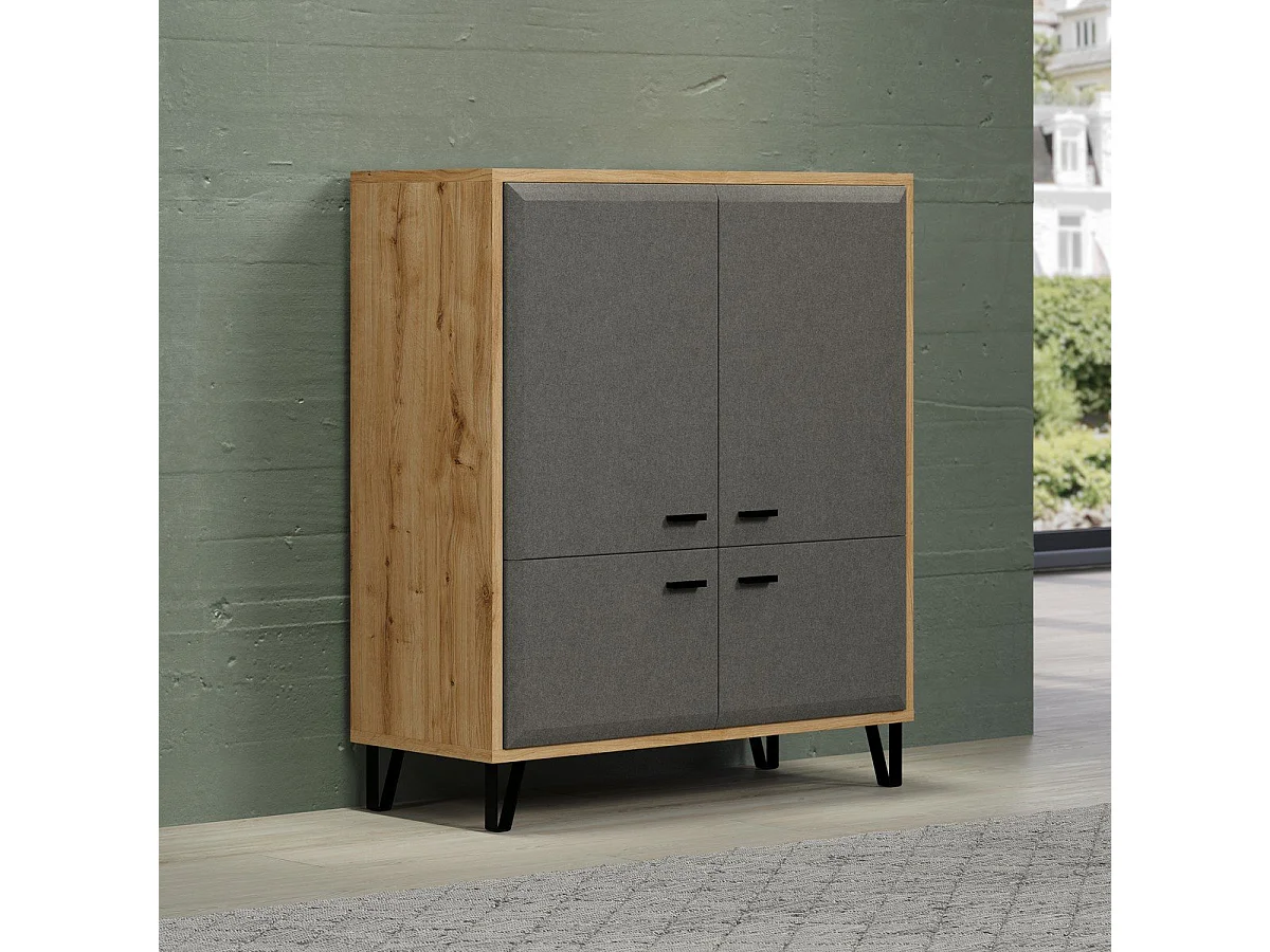 Blanshe Sideboard 4 Türen, grau.