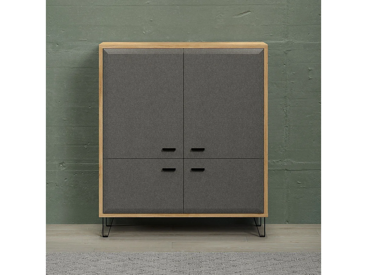 Blanshe Sideboard 4 Türen, grau.