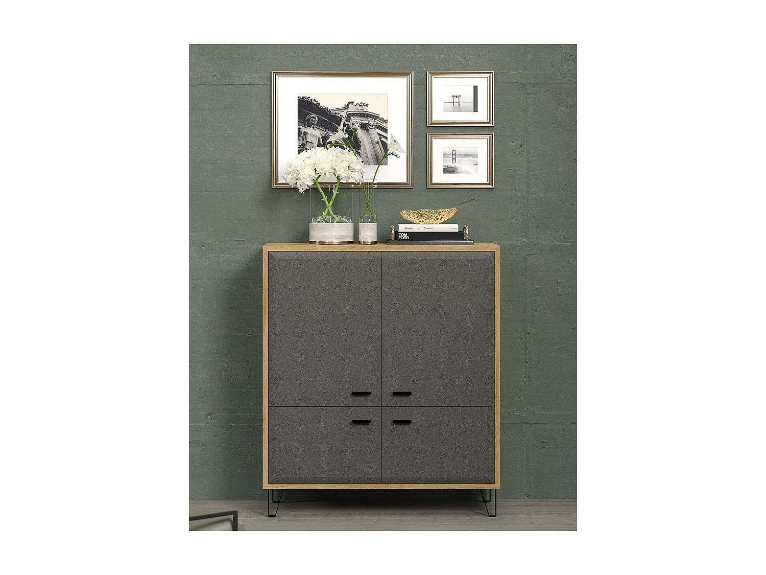 Blanshe Sideboard 4 Türen, grau.