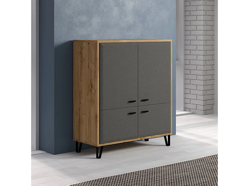 Blanshe Sideboard 4 Türen, grau.